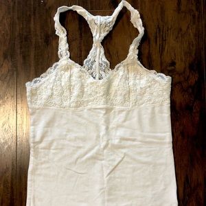 American Eagle White lace top racer back tank top